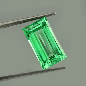 Piedra preciosa suelta de zafiro verde ceilán impecable natural de 13,50 quilates talla esmeralda 16x9 - Imagen 1 de 4