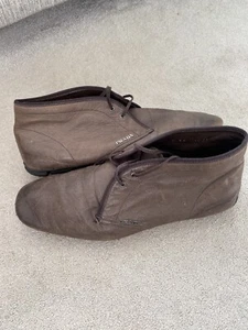 Genuine Designer Prada Mens Brown Leather Shoes Boots Size 11 - Picture 1 of 9