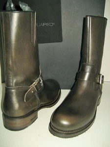 NEW DSQUARED2 Men US 10 EU 43 Moto Zip Up Black Leather Buckle Harness Boots Box - Picture 1 of 12