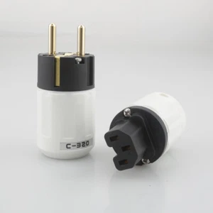 5Pairs P-320E/C-320E Copper EU Power Plug Schuko IEC Connector HIFI - Picture 1 of 17