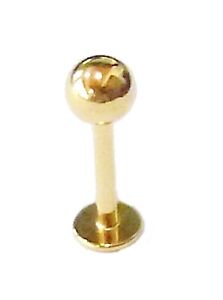 Labret/Chin Stud w/Gold 4mm Ball 14 Gauge 5/16" Steel Body Jewelry