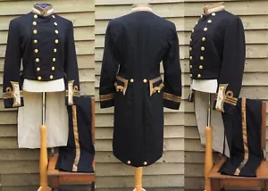 Antike königliche britische Marineoffiziersuniform Tunika Hose marineblaue goldblau - Bild 1 von 13