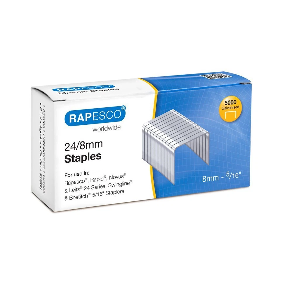 Rapesco S24807Z3 24/8 mm Galvanised Staples Box of 5000 1 x 5000