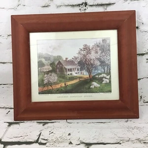 Currier and Ives American Homestead Spring Wood Framed Art Print Vintage Decor - Picture 1 of 6