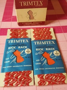 Vintage Trimtex Rick Rack Red & Metallic Silver LOT OF 2!  Total of 4 Yards NIP - Picture 1 of 3