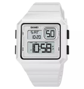 Skmei Extra Large Display Digital Retro Watch Stopwatch Alarm Light Strap White - Picture 1 of 5