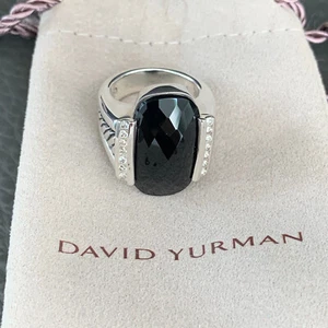 David Yurman Sterling, Onyx und Diamant Ring Größe 6 12,8 Gramm. mit Etui - Bild 1 von 4