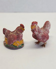 Vintage Antique Miniature Toy Composition Papier Mache Putz Rooster Hen Chicken
