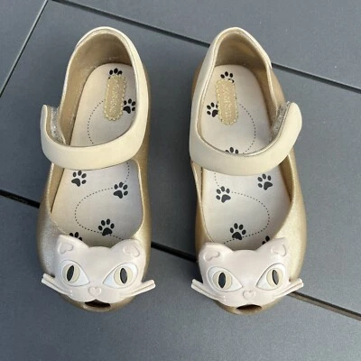 Mini Melissa Ultragirl II Gold Cat Mary Jane Flats Shoes Toddler Girls Size 9 - Image 1 of 4