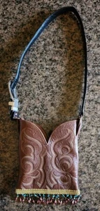 Nocona Boot Purse - Western Cowgirl - Adjustable Strap - Hearts Fringe - Picture 1 of 5