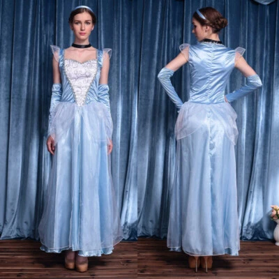 Cosplay Frozen 2 Principessa Elsa Cenerentola Vestito Blu Halloween Abiti Carnevale - Immagine 1 di 4