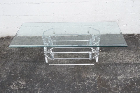 Mid Century Modern Lucite Acrylic Glass Top Coffee Table 4686 Cover