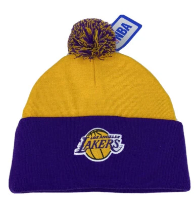 NBA Los Angeles Lakers NBA GORRO POM INVIERNO TEJIDO GORRA SOMBRERO Nuevo Lebron James Foto 1 de 3