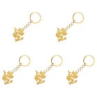 5 Count Dragon Pendant Keychain Trendy Gold Modeling