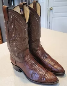 Botas vaqueras de rodeo de cuero lagarto marrón occidental Dan Post para hombre talla 9D - Imagen 1 de 16
