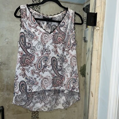 Casa Blanca Mercado Negro Para Mujer S Tank Shell Azul Gasa Encaje Paisley Foto 1 de 4