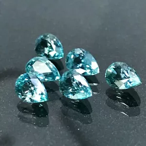 ZIRCON 6 Pcs Set 4.39ct Blue Pear 6.1x4.1x3.1mm Natural VS Clarity from CAMBODIA - Foto 1 di 11