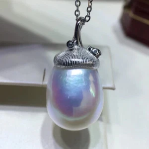Hermoso colgante de perla blanca gota de mar sur de 12-13 mm años 925 (mr) - Imagen 1 de 4