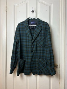 Vintage Pendleton Blazer Jacke Herren Large Tartan kariert 100% Wolle blau grün - Bild 1 von 4