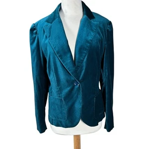Vtg Velvet Blazer Peacock Blue 14 Alt ASO Gilmore Girls Lorelai Whimsigoth Y2K - Picture 1 of 9