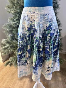 Talbots Pleated Impressionist Fishing Village Skirt Cotton 2 - Foto 1 di 9