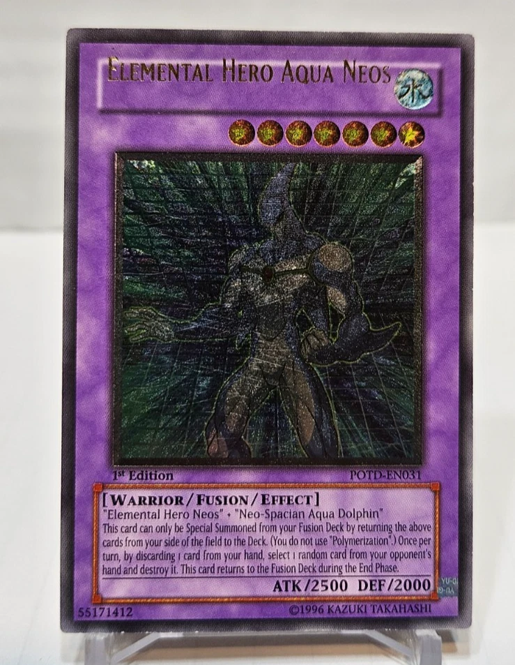 ULTIMATE RARE Elemental Hero Aqua Neos POTD-EN031 1st NAME SHIFT MISPRINT 6973 - Image 1 of 4