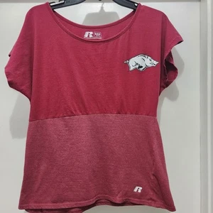 Arkansas Razorbacks Child Size 3-5 Russell Athletic Tshirt Capped Sleeve Red - Picture 1 of 8
