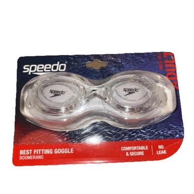 Speedo Best Fitting Adult Goggles 14+ Clear Boomerang No-Leak Swim NEW - Image 1 of 4