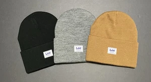 Herren Lee Workwear Strick Beanie Mütze 3er Set schwarz meliert grau tabakbraun - Bild 1 von 4