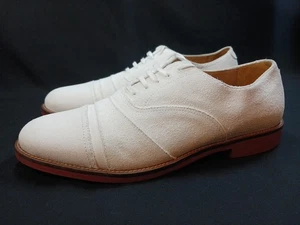 POLO Ralph Lauren Mens White NuBuck Leather Cap Toe Olympic Shoes US 10.5 EXCELL - Picture 1 of 14