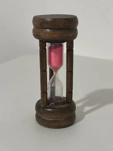Vintage Working PINK Sand Wooden 1970s Hour Glass Egg Timer Rare - Picture 1 of 4