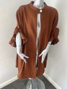 Shein Curve felt effect Tan Frill sleeved cape size 2XL - Picture 1 of 7