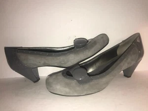 BANDOLINO SZ 8 1/2 GRAY LEATHER SLIP ON WOMEN PUMPS HR-3 - Picture 1 of 4