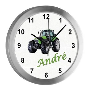 Kinderuhr mit Namen Kinder Funkuhr leise Wanduhr Kinderzimmer Uhr Traktor - Bild 1 von 6