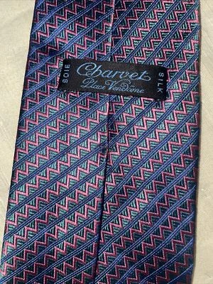 Corbata Charvet Place Vendome 58 X 3.5 AZUL ROSA Gris Geométrica 100% Seda Foto 1 de 4
