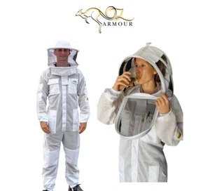 OZ ARMOUR 3 LAYER VENTILATED BEEKEEPING SUIT WITH FENCING VEIL AND ROUND HAT - Picture 1 of 12
