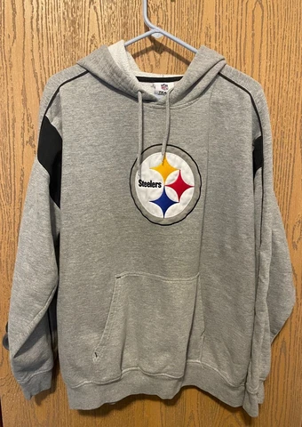 NFL Pittsburgh Steelers Sweatshirt Adult XL Gray Pullover Hoodie With Logo Cover