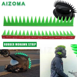 Fits Dirtbike Rubber Helmet Mohawk Warhawk Spikes Decals Strip Green 3M Sticker - Picture 1 of 12