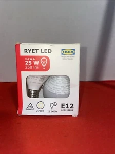 Ikea RYET LED Bulb E12 250 lumen 2700K 2.4 W 304.469.43 2 Bulbs - Picture 1 of 6