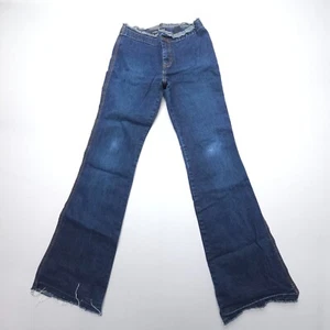 Vintage Sergio Valente Flare Jeans Womens 28 Dark Wash Boho Raw Hems 33" Insm - Picture 1 of 11