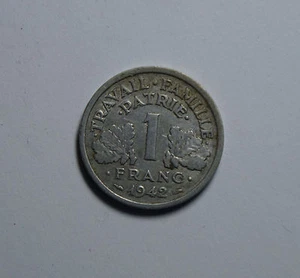 1 Franc France France French Coin Francaise 1942 Coin Excellent!  - Picture 1 of 2