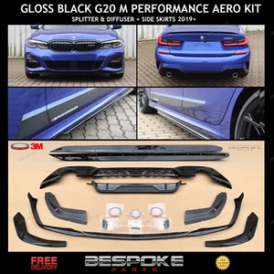 FOR BMW G20 G21 M PERFORMANCE KIT GLOSS BLK STYLE FRONT LIP 3 SERIES BODYKIT - Picture 1 of 15