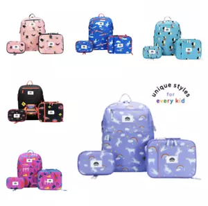 Student School Backpack 3 Piece Set Boys Girls Kids Lunch Bag and Pencil Case - Picture 1 of 81