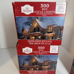 Holiday Time 300 RED Icicle Lights Brand New 2 Boxes - Picture 1 of 11