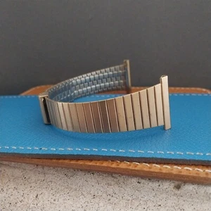 Vintage 25mm 24mm 23mm 22mm Gold HGE JB Champion 2pc Bar-Link 1970s Watch Band - Picture 1 of 7