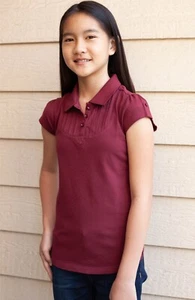 TOPPY-T GIRL SCHOOL UNIFORM KNIT POLO TUX pleats, burgundy, hunter, blue, white - Picture 1 of 11