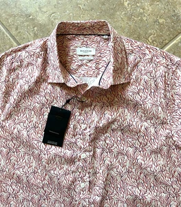 Bugatchi Comfort Stretch Casual Shirt Men's XL Shaped Fit Coral Print $179 NWT - Picture 1 of 7