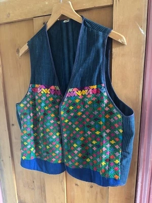 Vintage Embroidered Waistcoat Gilet Boho Unisex Large - Image 1 of 4