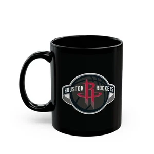 Taza negra Houston Rockets 11 oz - Taza de café de baloncesto regalo para fanáticos de la NBA - Imagen 1 de 5