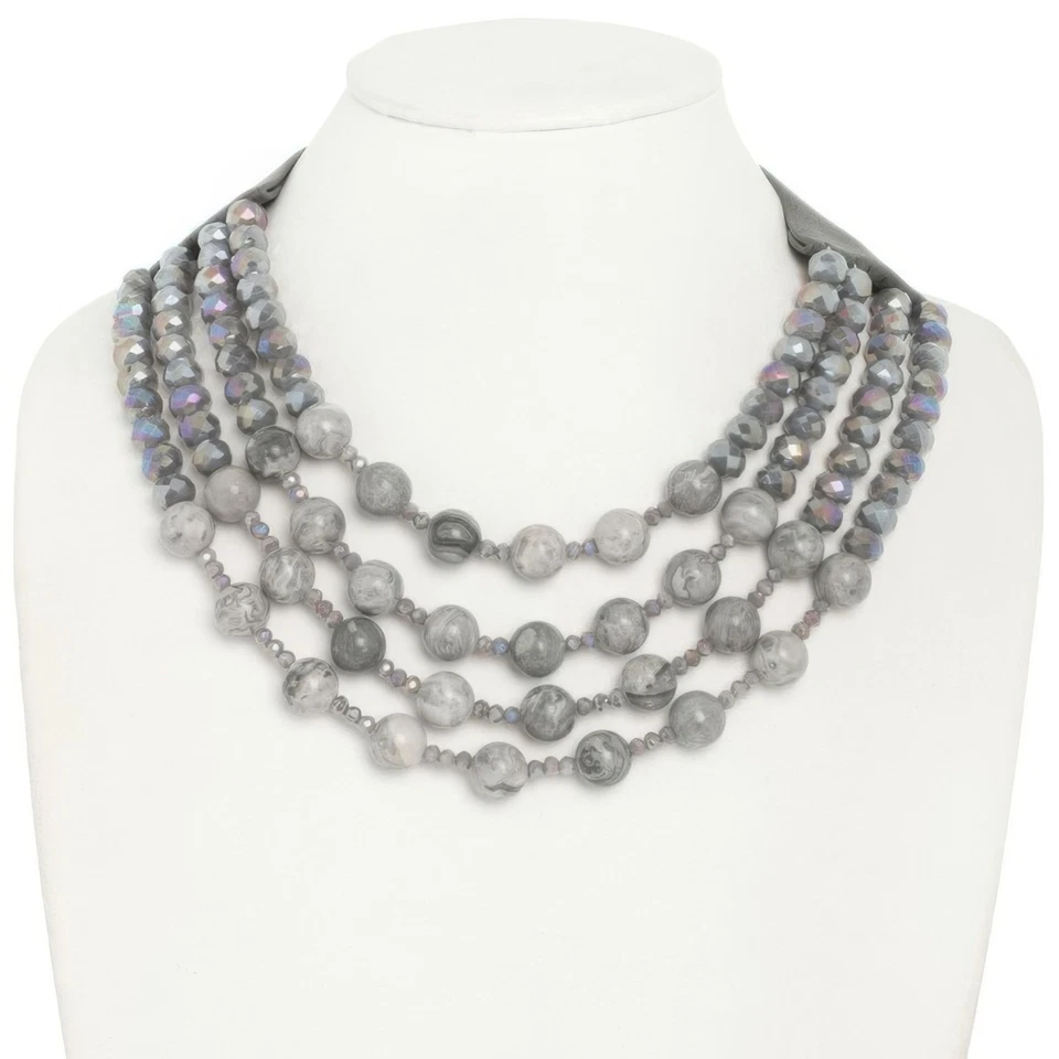 Collar de cuentas de madera de varias hebras/3 opciones de color Foto 1 de 1